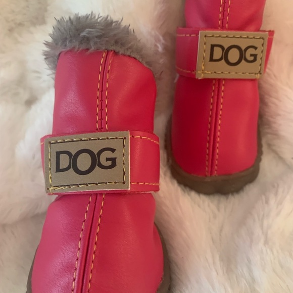 NEW Dog Boots by PAW ROLL•Pink•Lined With Soft Faux Fur•Velcro Closure - Picture 3 of 10